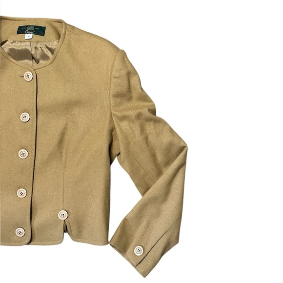 Vintage Orvis Wool Cropped Camel Blazer Jacket Size 12 - Picture 3 of 6
